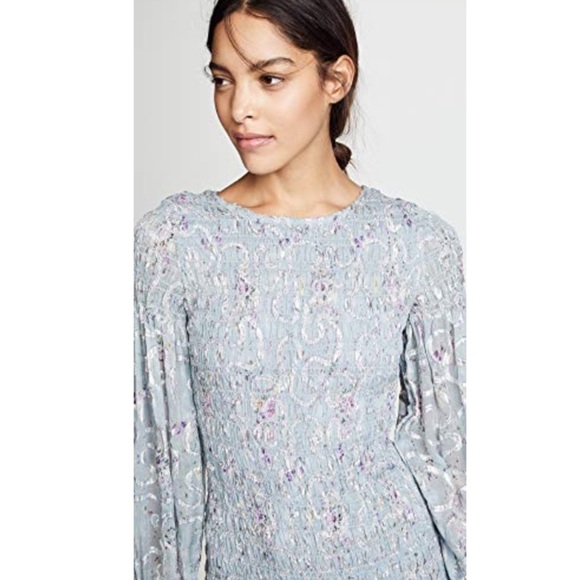 NWT LoveShackFancy Scarlett Mini Dress blue Gray sz Medium - Picture 8 of 16